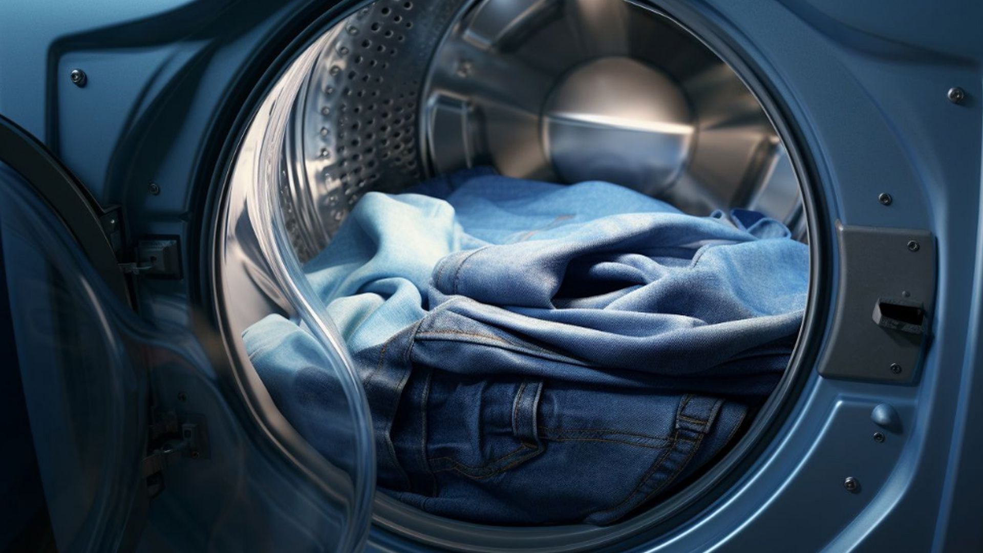 Las personas acostumbran a meter sus jeans a las lavadoras. Foto: IA Infobae.