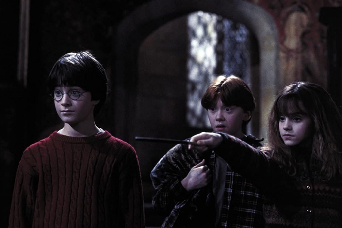 Daniel Radcliffe, Rupert Grint y Emma Watson en Harry Potter y la piedra filosofal (2001)
