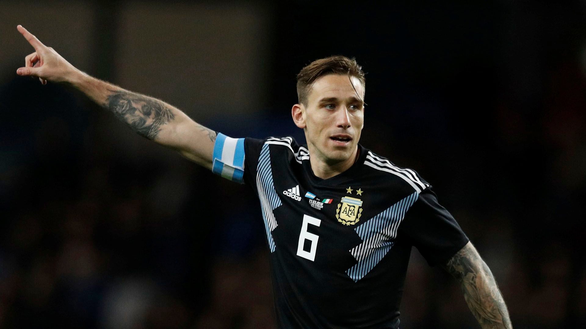 Lucas Biglia durante su participación en la selección argentina, en 2018 (Reuters)