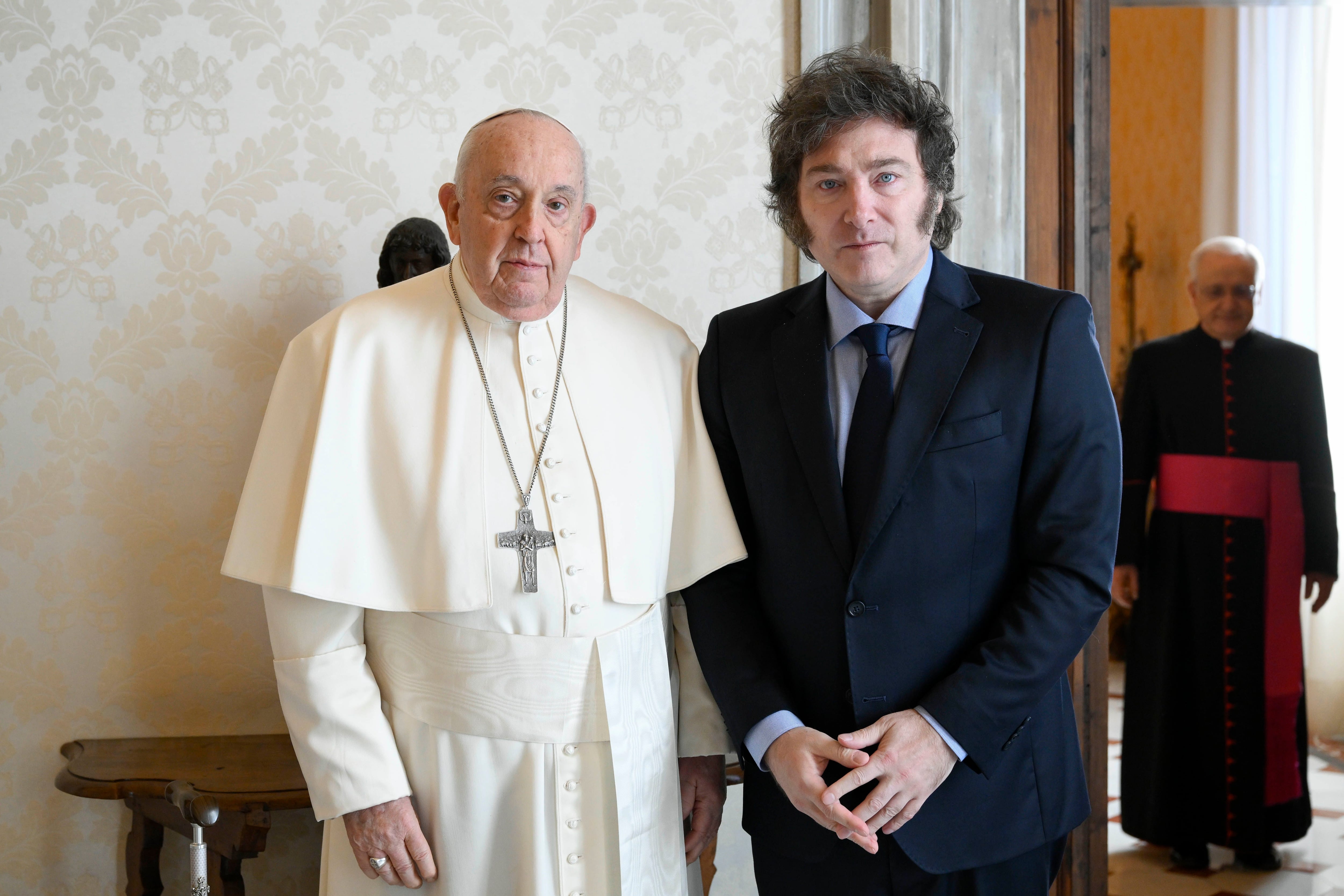 El papa Francisco y el presidente Javier Milei durante su encuentro privado en el Vaticano