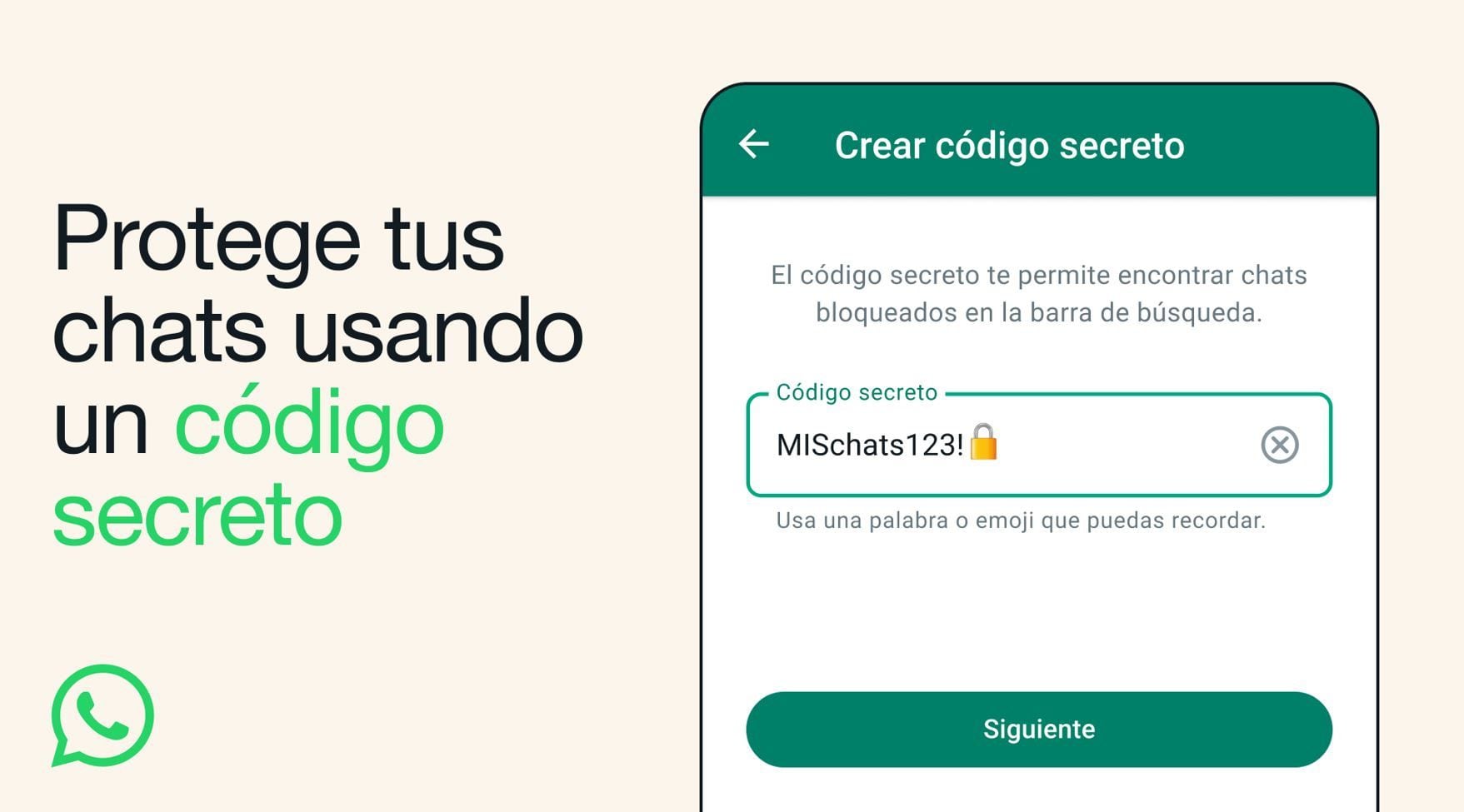 WhatsApp implementó la opción Chat Lock, que permite proteger los chats con un código secreto, a los que se puede acceder introduciendo esta contraseña en la barra de búsqueda de la plataforma. (WhatsApp)