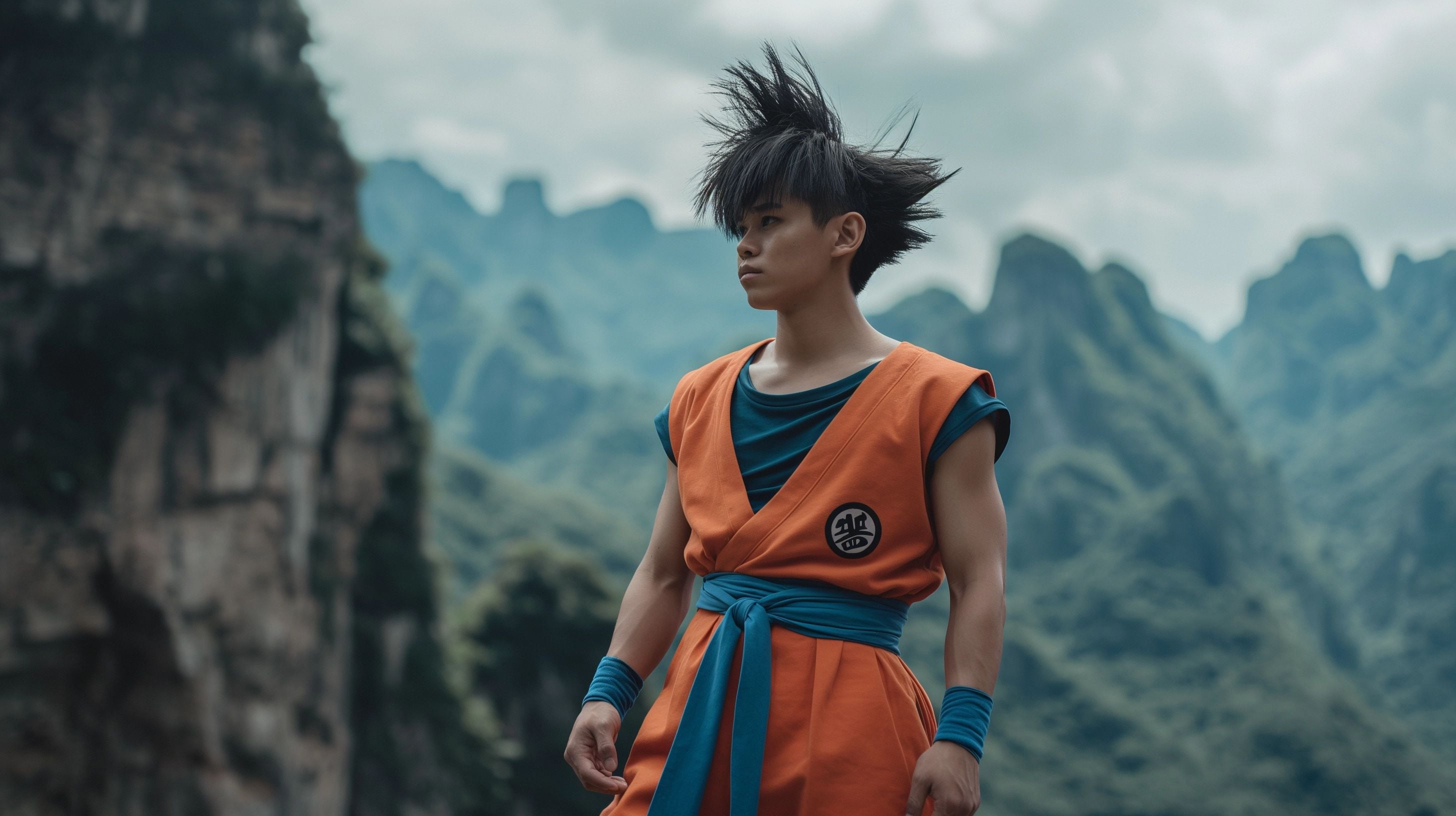 Retrato de Goku, de la serie japonesa Dragon Ball, recreado por inteligencia artificial para parecer una persona real, respetando el estilo de Akira Toriyama. Destaca la fusión entre el anime y la vida real. (Imagen ilustrativa Infobae)