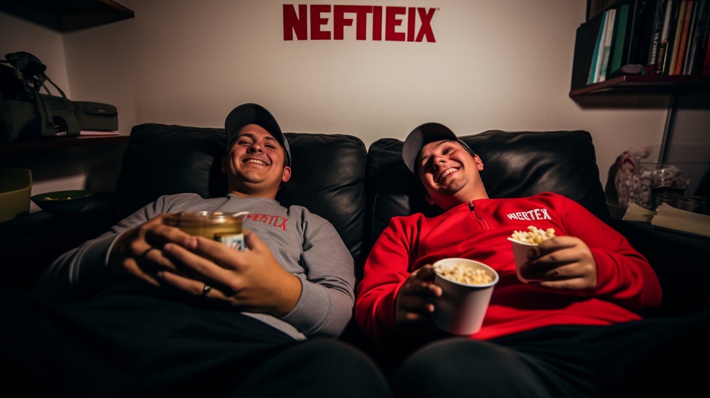parejas amigos viendo netflix streaming control remoto tv television - visualesIA