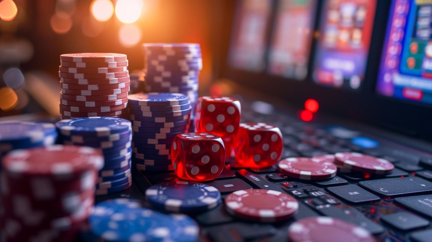 Visión nocturna de un casino repleto de luces coloridas, destacando mesas de poker y máquinas tragamonedas - (Imagen Ilustrativa Infobae)