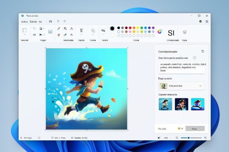 Paint Cocreator integra la generación de imágenes con IA en la popular aplicación de dibujo y edición de Microsoft. (Microsoft) 