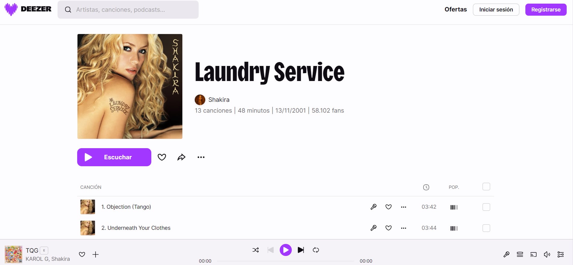 Laundry Service es un de sus últimos álbumes de estudio. (Deezer)