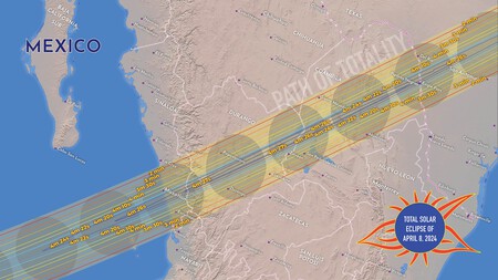 La banda de totalidad del eclipse en México y su duración
