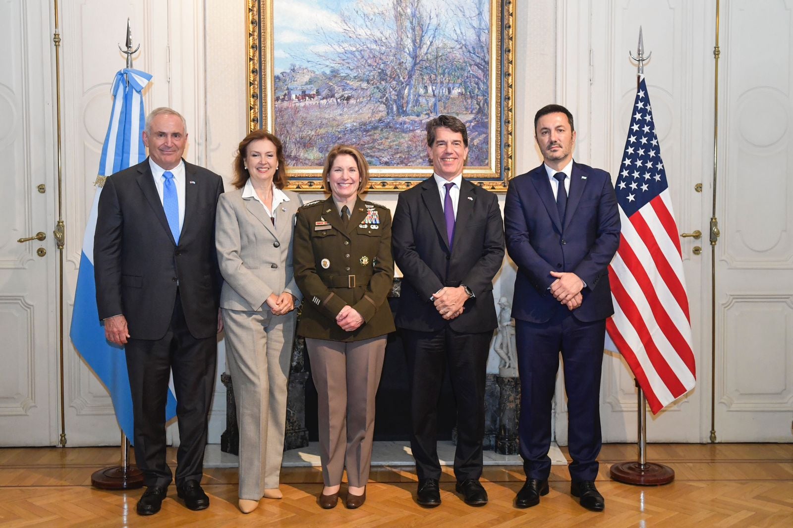 Jefa del Comando Sur de Estados Unidos Laura Richardson con Nicolás Posse, Luis Petri, Diana Mondino y Marc Stanley