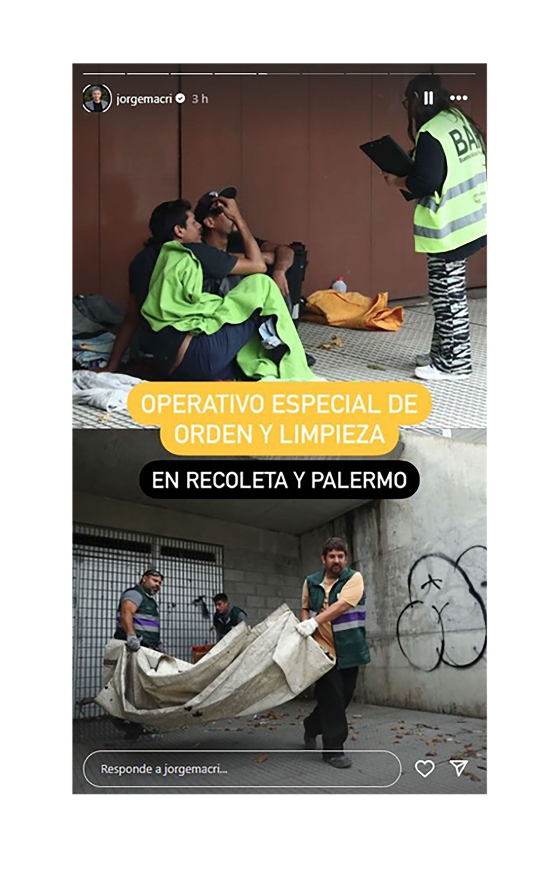 Jorge Macri operativos con personas en situacion de calle