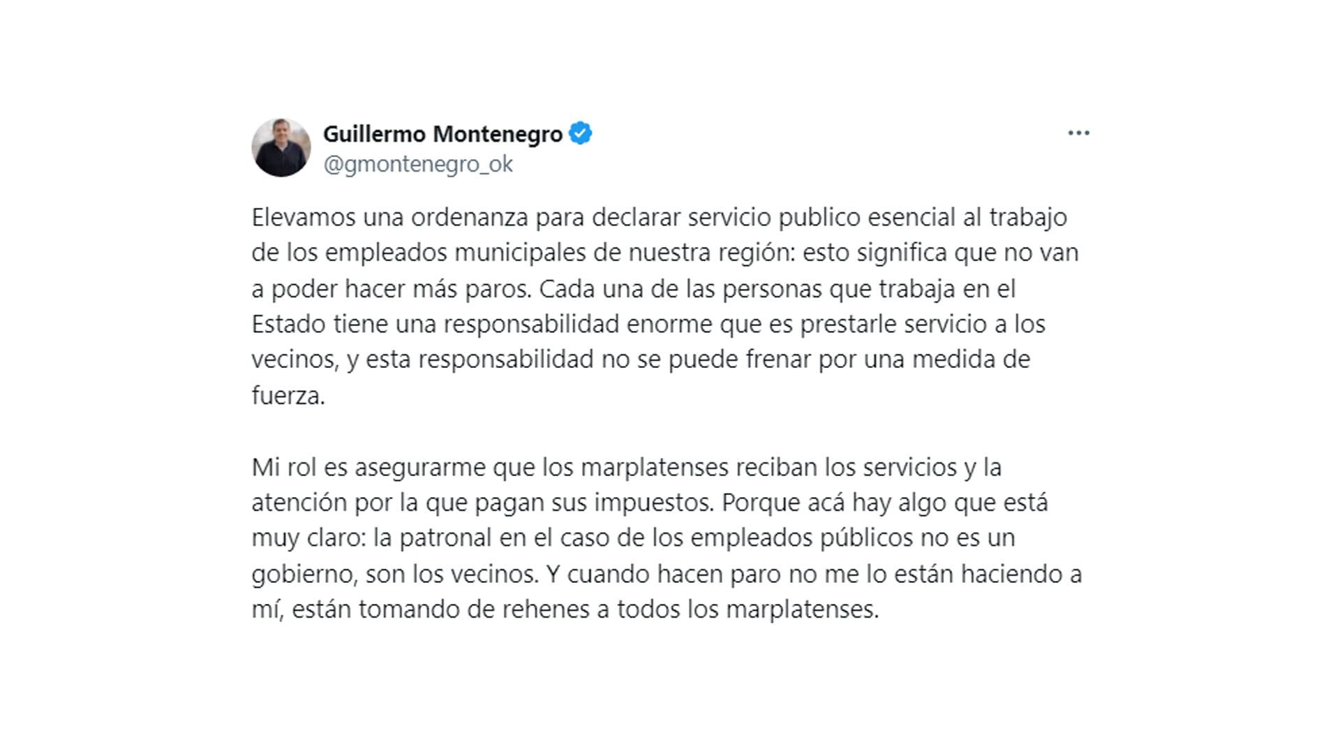 Guillermo montenegro tuit
