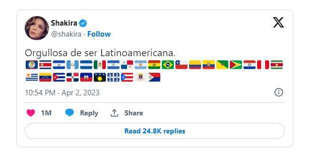 tuit shakira contra piqué latinoamericana