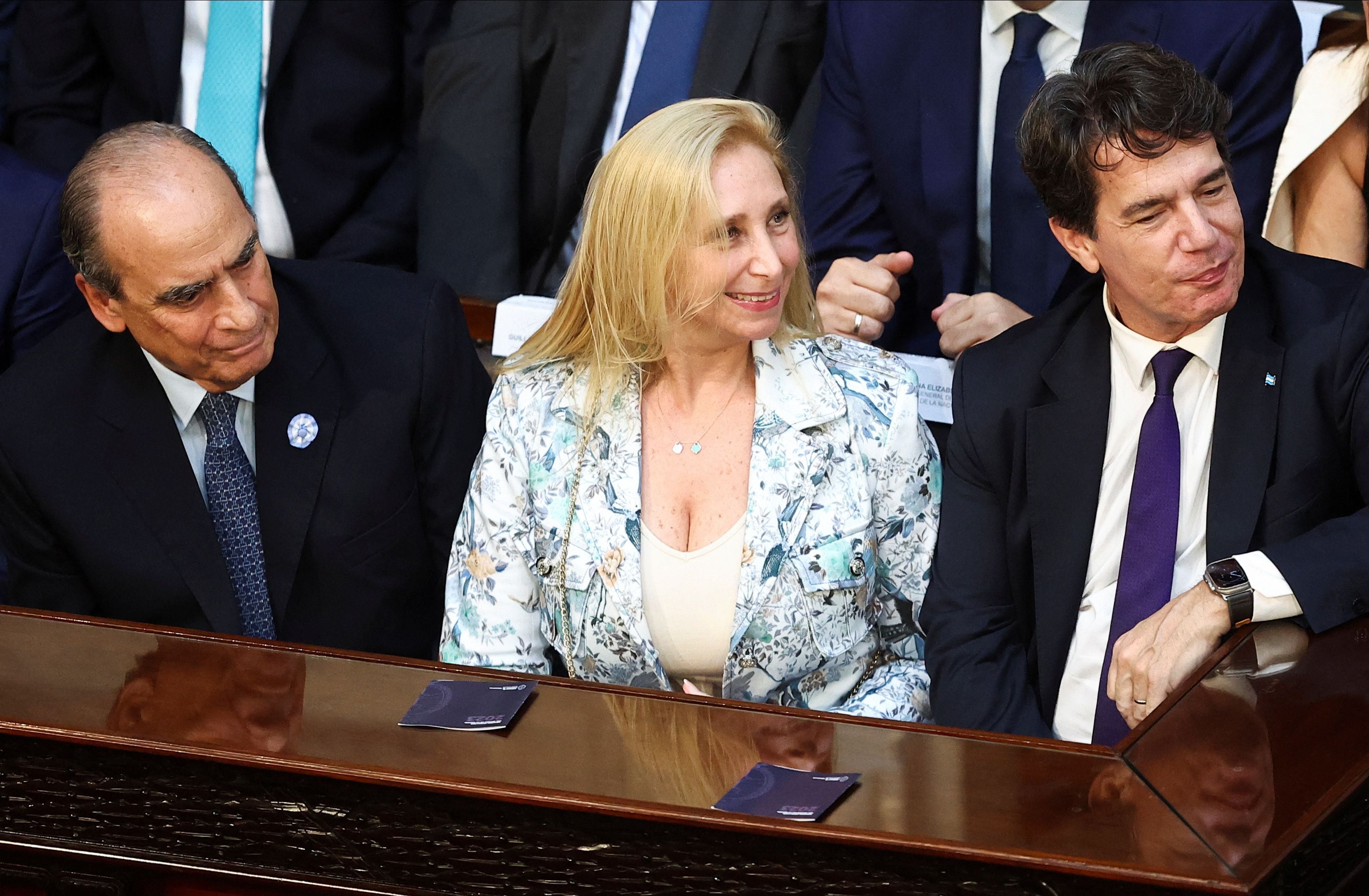 Guillermo Francos, Karina Milei y Nicolás Posse, en la Asamblea Legislativa del 1° de marzo pasado (Foto Reuters) 