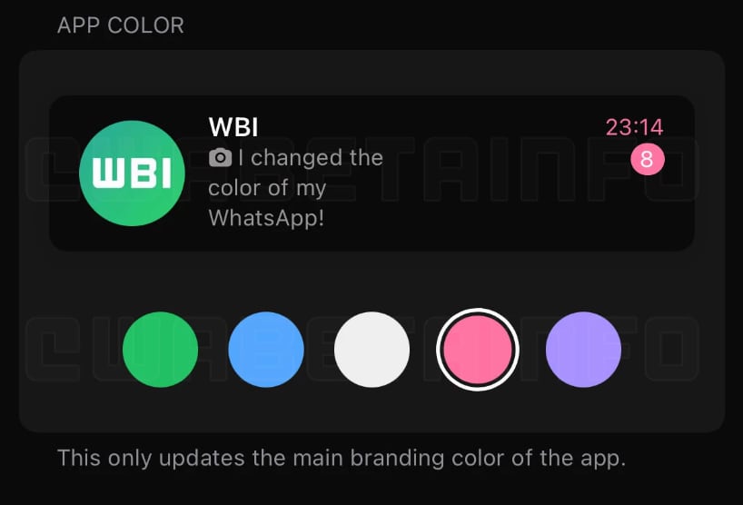 La aplicación está trabajando en la personalización de colores, aunque todavía no ha hecho un anuncio oficial. (WABetaInfo)