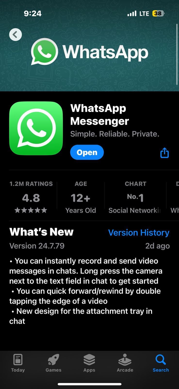 Cambio interfaz WhatsApp en iPhone. (Foto: captura WhatsApp)