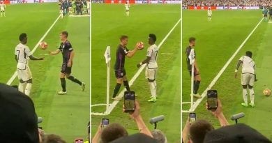 El controvertido gesto de Vinicius a Kimmich por un lateral que no se vio en la transmisión de Real Madrid-Bayern Múnich
